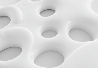 Poster - Abstract white porous surface with smooth reflections and organic holes