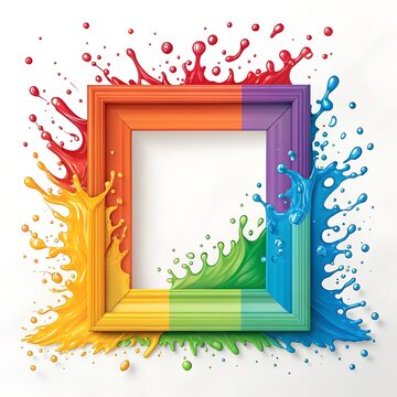 Rainbow paint splash frame