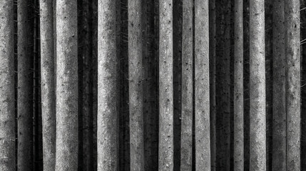 Poster - Monochrome forest trees background texture pattern nature woods tree trunks bark black and white landscape