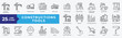 © RiskiAyu - Construction Tools icon set with building construction, crane, concrete mixer, architecture, supervisor, engineering, hand tools, construction site, building structure and civil engineering