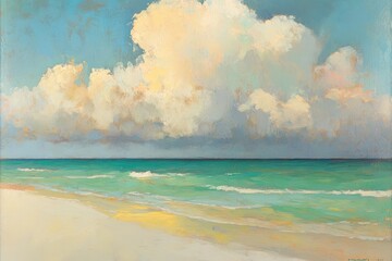 Fototapete - Coastal Cloudscape, serene beach