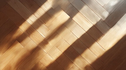 Poster - Light and shadow on herringbone wood floor parquet flooring surface interior design home decor background