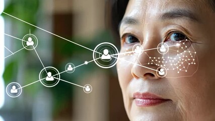 Aufkleber - Futuristic interface overlay on person's eyes demonstrating advanced technology and data visualization