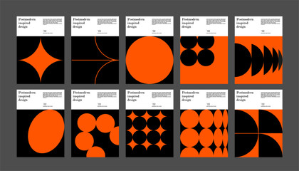 artworks, posters inspired postmodern of vector abstract dynamic symbols with bold geometric shapes,
