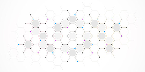 Fototapete - Graphic design element with abstract geometric background of simple hexagon pattern