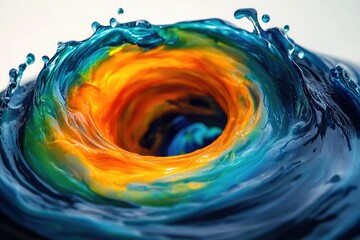 Aufkleber - Vibrant swirling colors of blue, orange, and green create a mesmerizing vortex.