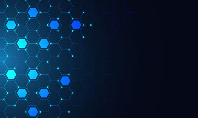 Fototapete - Abstract technology background and design element with hexagons pattern and geometric shapes