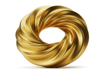 Poster - Golden mobius strip with twisted design and smooth shiny surface on a clean white background
