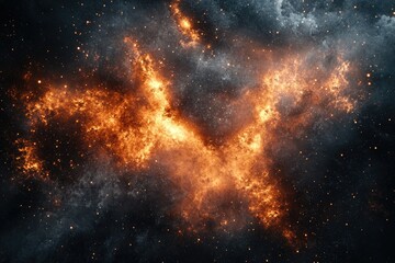 Poster - Fiery nebula in deep space, cosmic dust and gas create a vibrant, swirling inferno amongst the stars.