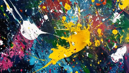 Poster - Dynamic color explosion with vibrant paint splashes across a canvas