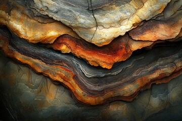 Aufkleber - A mesmerizing close-up of layered rock formations showcasing vibrant colors and intricate textures.