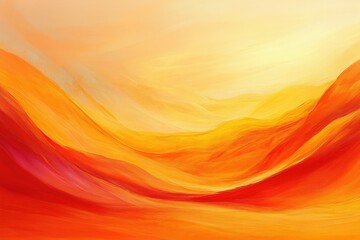 Aufkleber - Abstract painting of flowing orange and red hues, resembling desert dunes under a warm sunset.