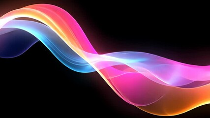 Poster - Vibrant multicolored waveforms creating dynamic light trails on black background