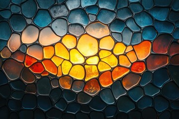 Aufkleber - Abstract mosaic artwork with warm and cool colors blending, creating a visually stunning and textured image.