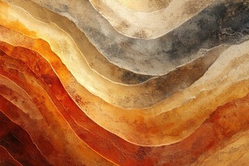 Aufkleber - Abstract art depicting layered, earthy tones resembling geological formations or sedimentary rock strata.