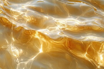 Poster - Golden, shimmering water surface with light reflections creating a mesmerizing abstract texture.