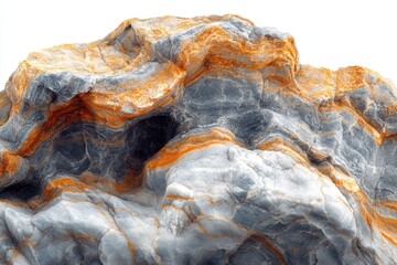 Aufkleber - A captivating rock formation with intricate patterns of grey and orange hues, showcasing natural beauty and texture.