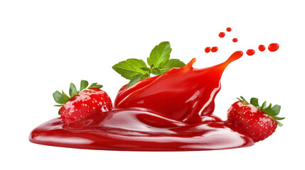 Aufkleber - Luscious strawberries bathed in a vibrant crimson splash of delectable refreshment freshness