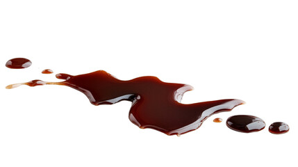 Poster - Isolated spill of rich, viscous fluid with glossy sheen, creating abstract patterns against a transparent setting