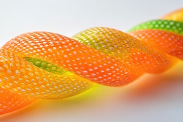 Poster - A vibrant, twisted, textured cord in orange and yellow, resembling a colorful snake or candy.