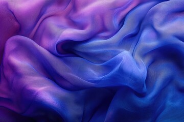 Poster - Draped purple and blue silk fabric with gradient color effect, soft and luxurious texture.