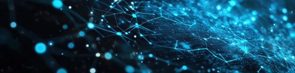 Wall Mural - abstract network of glowing blue points