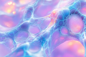 Fototapete - Abstract depiction of cellular network, interconnected bubbles forming a complex structure.
