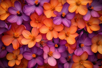 Poster - A vibrant close-up of orange and purple flowers, showcasing their intricate details and contrasting colors.
