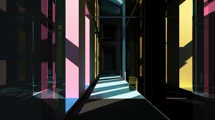 Poster - Abstract colorful light reflections in a dark environment. Digital artwork of spectrum with vibrant color and black background. Digital art for design and print. Dynamic pattern design. Flare. AIG53.