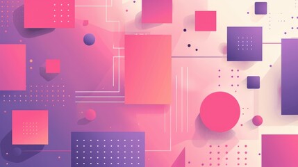 Poster - Geometric pink and purple structures with spherical shapes. Abstract image of 3D rendering of geometric shape with gradient vibrant color. Digital art for futuristic and architectural design. AIG51.