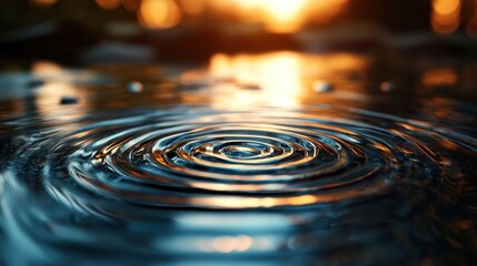 Wall Mural - Rippling water, sunset reflections, tranquil pond, abstract patterns