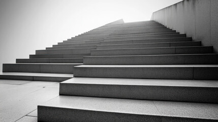 Poster - A staircase with a gray color and a black color. The stairs are very long and they are very high