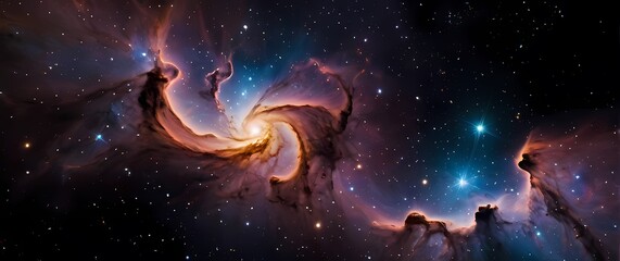 Wall Mural - vivid cosmic nebulae sparkling with star clusters on deep black galaxy backgrounds. extremely detail