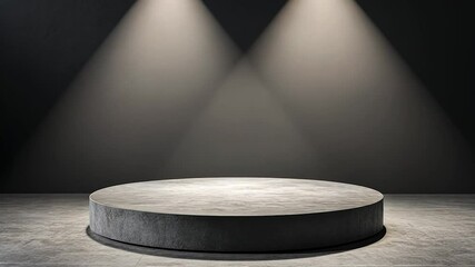 Poster - Empty round stage illuminated by spotlights.