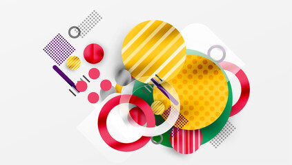 Fototapete - Abstract composition. Overlapping shapes, vibrant colors, dynamic design. Modern aesthetic, playful geometry, clean background.