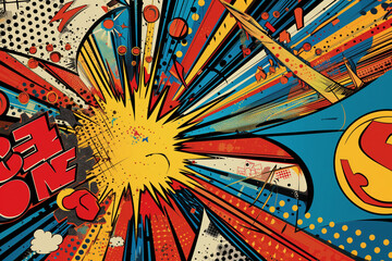 Poster - Colorful cartoon abstract background. Vintage comic book style texture. Generative ai