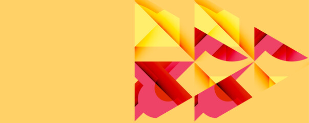 Aufkleber - Abstract geometric shapes, vibrant colors, yellow background. Modern design, dynamic composition, visual texture.
