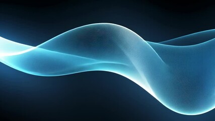 Poster - Dynamic flowing blue waves on dark background with light effects