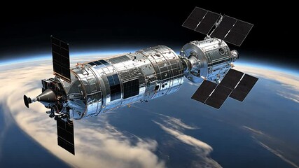 Aufkleber - Space station orbiting Earth.