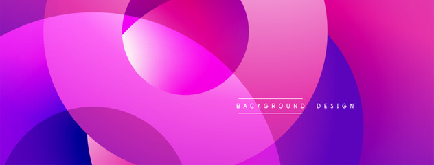 Poster - Abstract vibrant circles overlap. Pink, purple hues create modern background. Smooth gradients offer dynamic visual effect.