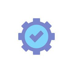 Poster - Symbolic Icon of a Gear with a Checkmark Representing Quality Control and Efficiency in Business and Technology Environments