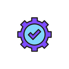 Poster - Colorful Gear Icon with Checkmark Symbol Representing Success and Quality Assurance in Business and Technology Operations