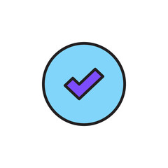 Poster - Modern Blue Check Icon Symbol for Verification and Success in Digital Communication and Internet Marketing
