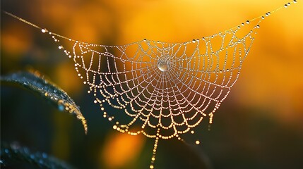 spider web with dew drops,generative ai illustration