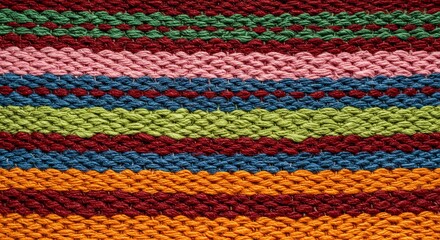 Poster - A colorful striped fabric with a green stripe