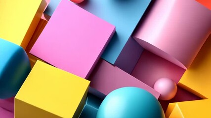 Poster - Vibrant geometric shapes in dynamic motion with smooth transitions