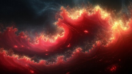Wall Mural - Abstract fractal pattern in bold reds and blacks ,generative ai illustration