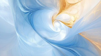 Poster - Beautiful abstract swirl of soft blue and golden hues creates serene and calming atmosphere, evoking sense of tranquility