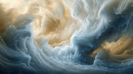 Poster - Beautiful abstract representation of swirling clouds in shades of blue and beige, evoking sense of calm and wonder