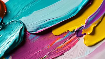 Poster - Colorful paint strokes creating vibrant abstract art with brush movement